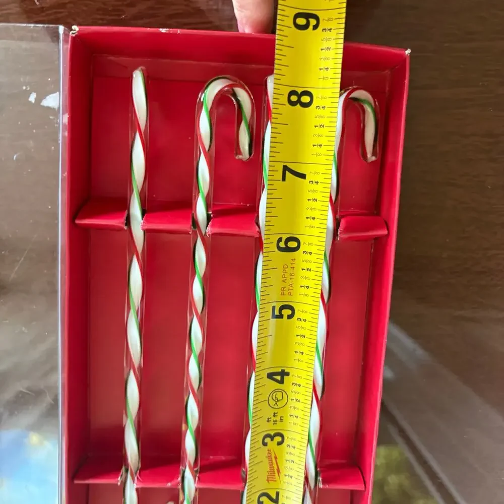 Vintage Pier 1 Glass Candy Cane Swizzle Sticks Set of 4 Christmas Stirrers